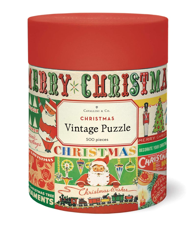 CAVANILLI & CO. Cavallini 500 Piece Puzzle, Vintage Christmas (PZL/CHRVIN) - Image 1